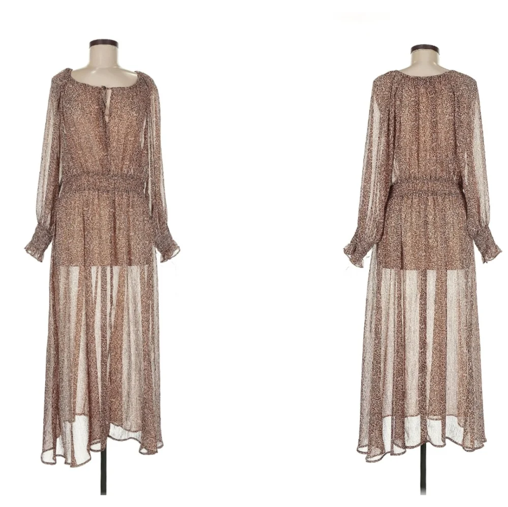 Chic Long Sleeve Brown Dress - Picture 8 of 9